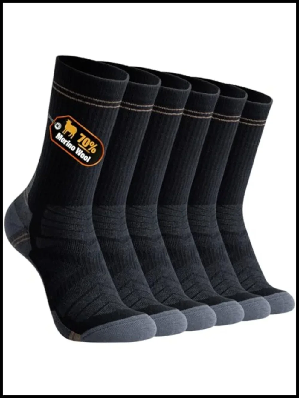 Men's 70% Merino Wool Hiking Dress Crew Socks, Lightweight Moisture Wicking